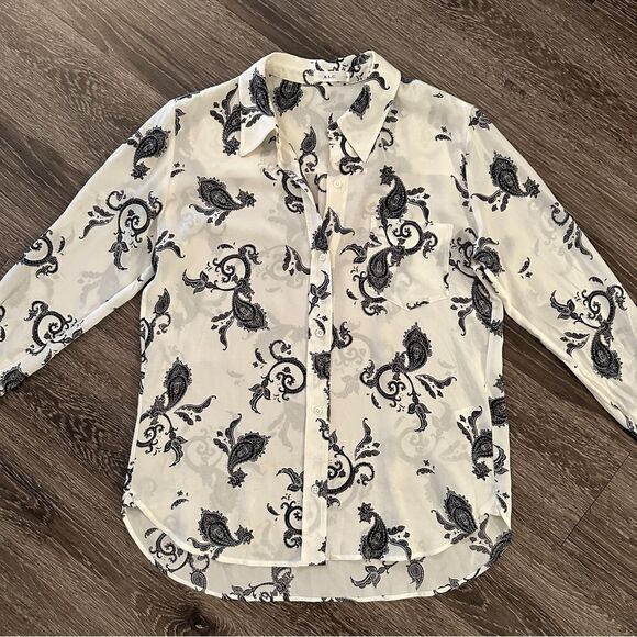 A.L.C. Scott Button-Front Long-Sleeve Silk Blouse - Picture 3 of 7